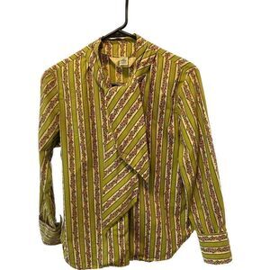 Vintage It’s Majestic union made ILGWU green white floral blouse sm/m